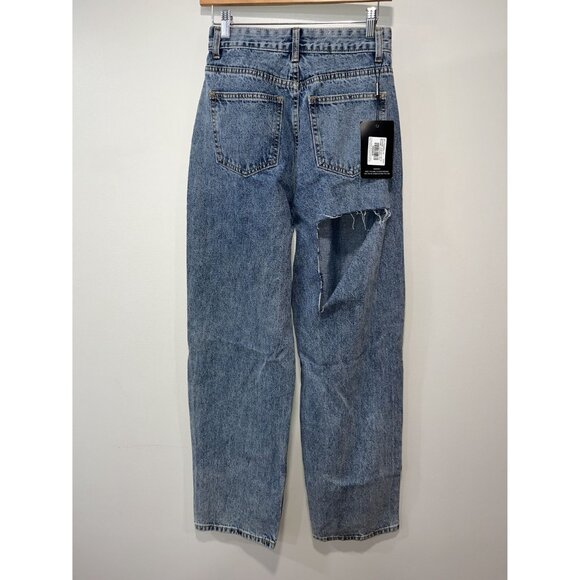 Vintage PrettyLittleThing High-Waist Distressed Blue Denim, Size‎ 4 - Picture 2 of 11